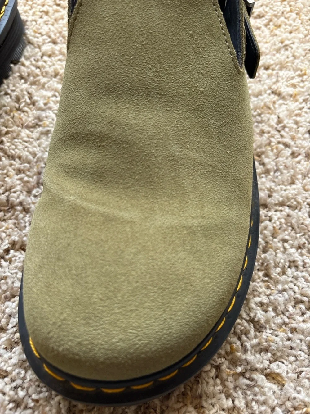 Dr. Martens Zebzag Suede Casual Slingback Platform Mules in Muted Olive